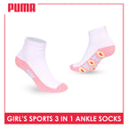 Puma Girls’ Cotton Thick Sports Ankle Socks 3 pairs in 1 pack PGSKG11