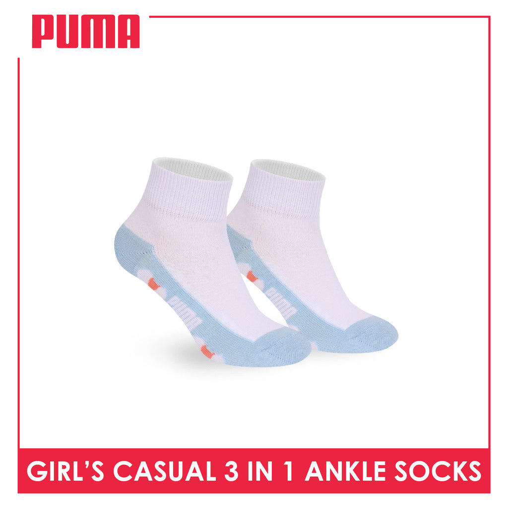 Puma Girls’ Cotton Thin Casual Ankle Socks 3 pairs in 1 pack PGCKG28