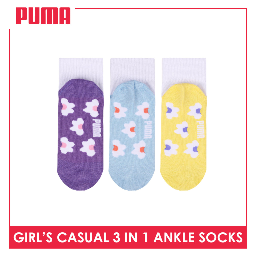 Puma Girls’ Cotton Thin Casual Ankle Socks 3 pairs in 1 pack PGCKG28