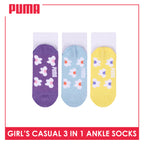 Puma Girls’ Cotton Thin Casual Ankle Socks 3 pairs in 1 pack PGCKG28