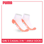 Puma Girls’ Cotton Thin Casual Ankle Socks 3 pairs in 1 pack PGCKG28