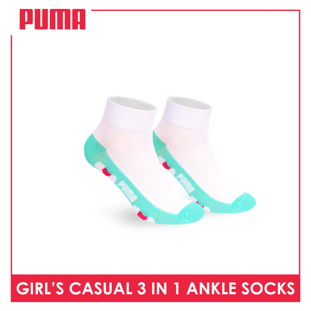 Puma Girls’ Cotton Thin Casual Ankle Socks 3 pairs in 1 pack PGCKG28