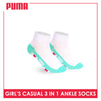 Puma Girls’ Cotton Thin Casual Ankle Socks 3 pairs in 1 pack PGCKG28