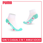Puma Girls’ Cotton Thin Casual Ankle Socks 3 pairs in 1 pack PGCKG28