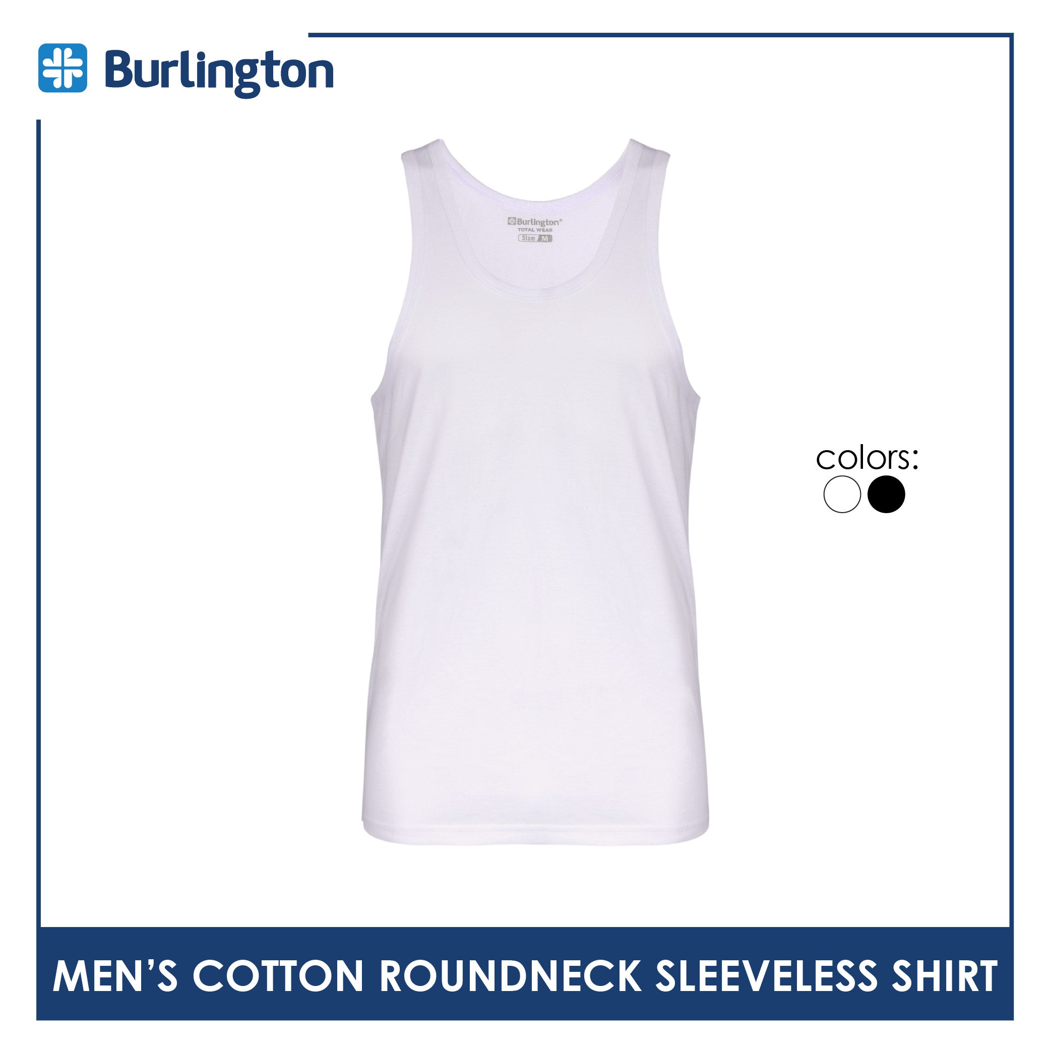 Burlington Men's Cotton Roundneck Sleeveless Shirt 1 piece GTMSSC1