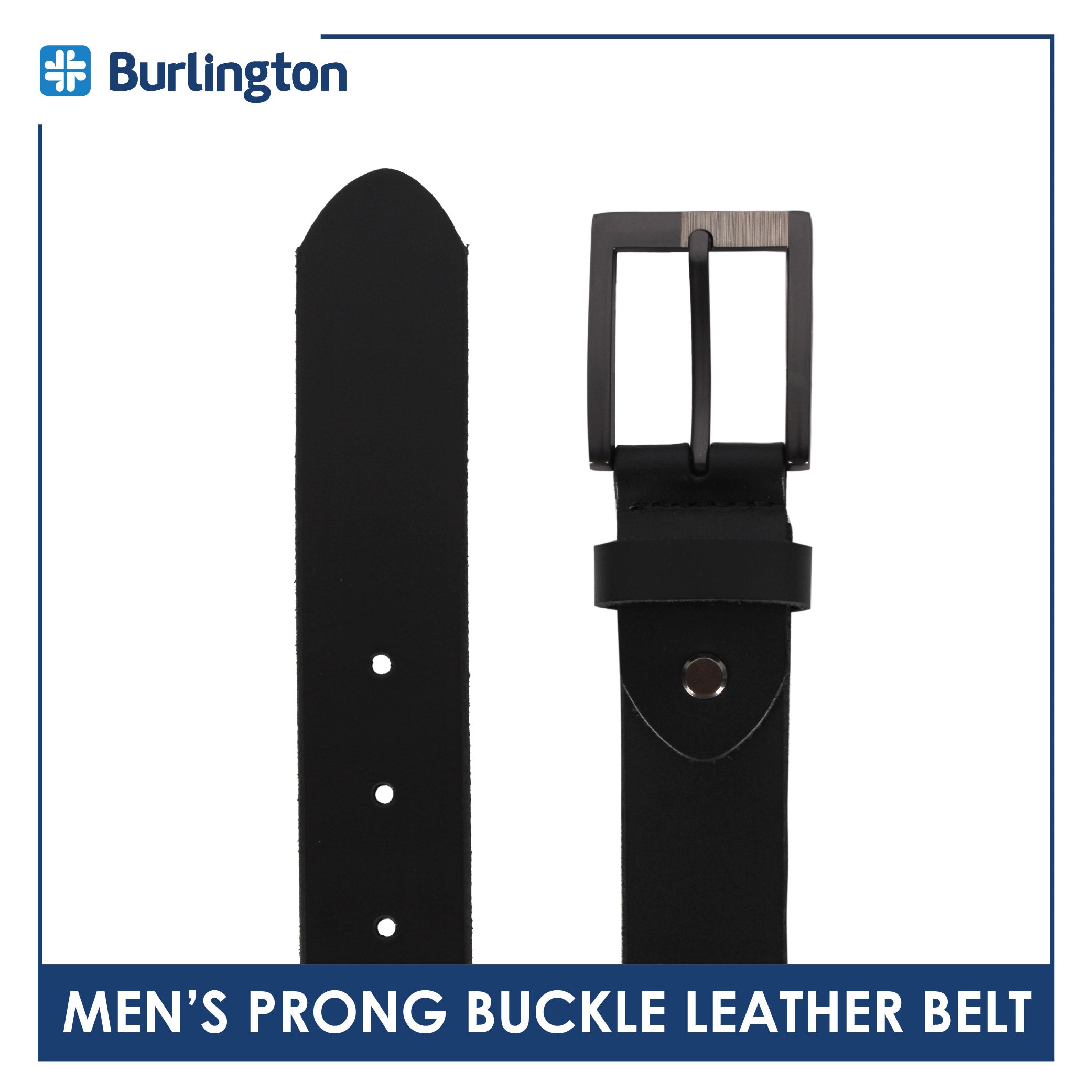 Burlington Men's Prong Buckle Genuine Leather Belt 1 piece JMLP611