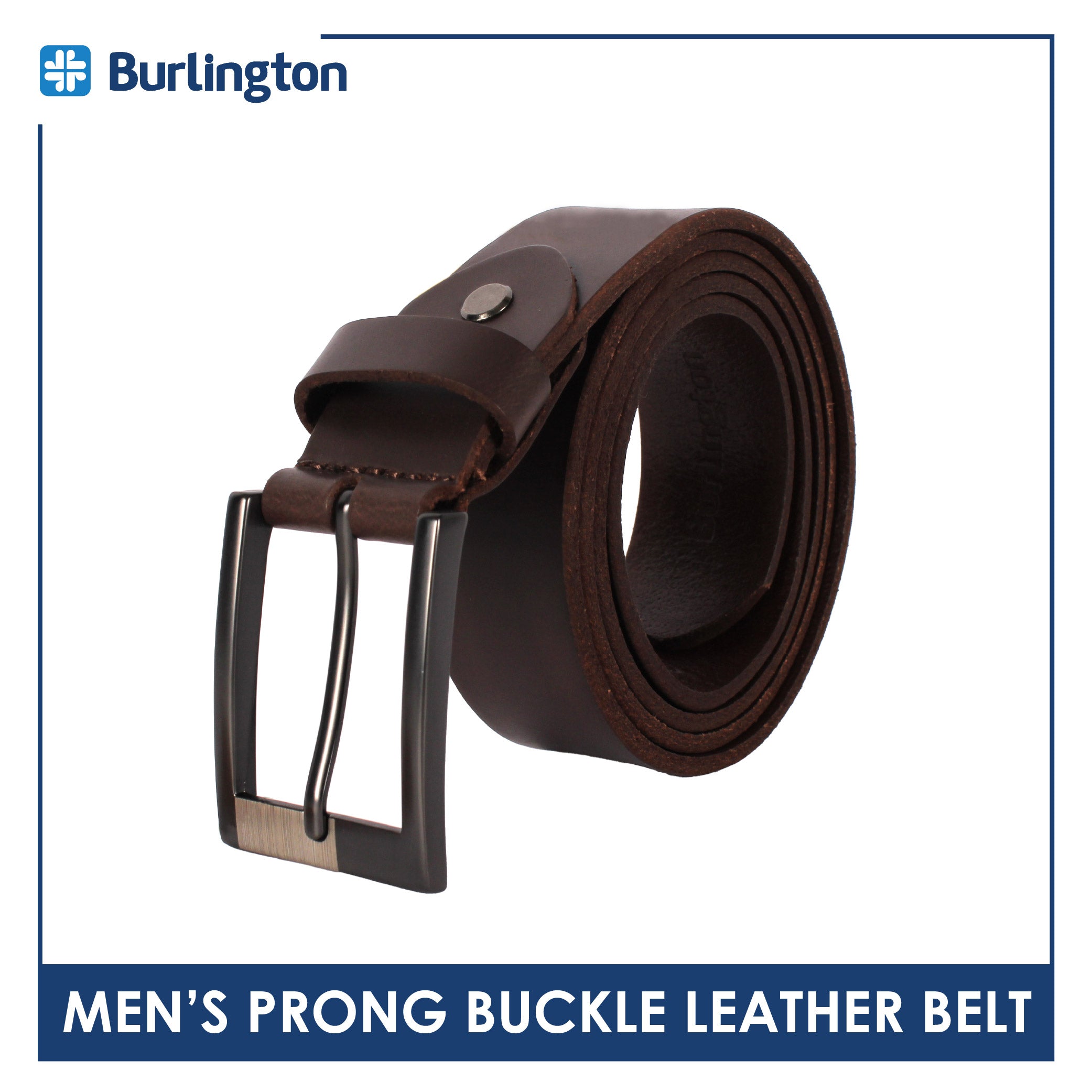 Burlington Men's Prong Buckle Genuine Leather Belt 1 piece JMLP611