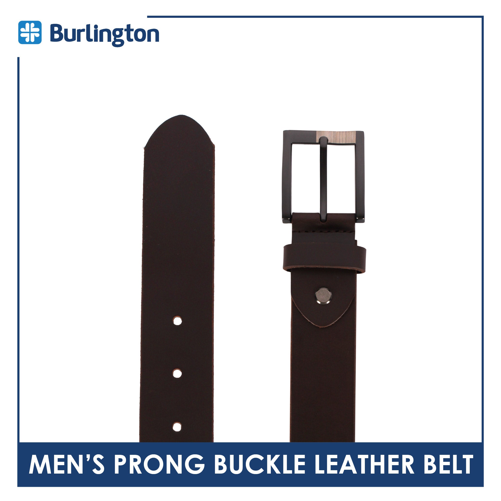 Burlington Men's Prong Buckle Genuine Leather Belt 1 piece JMLP611