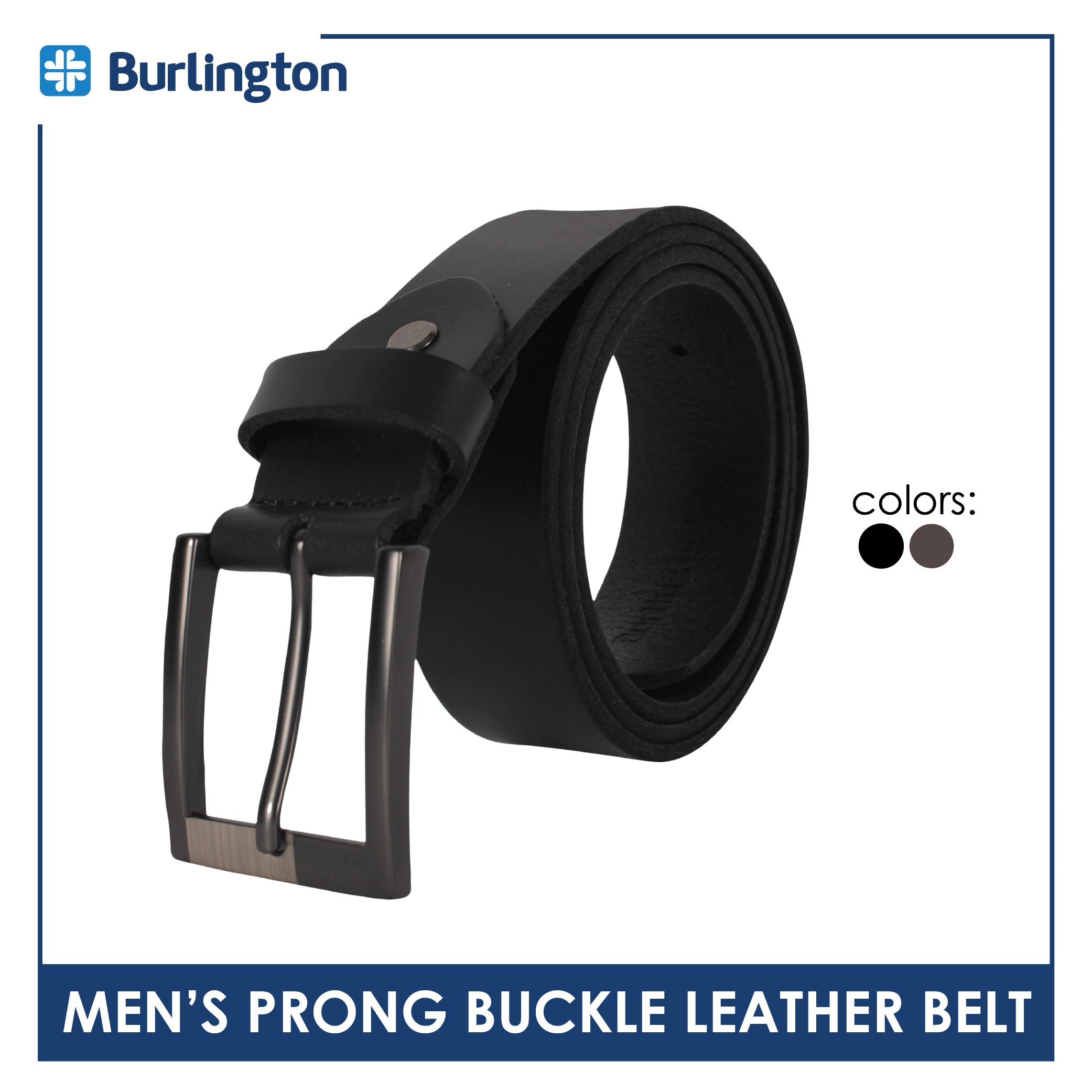 Burlington Men's Prong Buckle Genuine Leather Belt 1 piece JMLP612