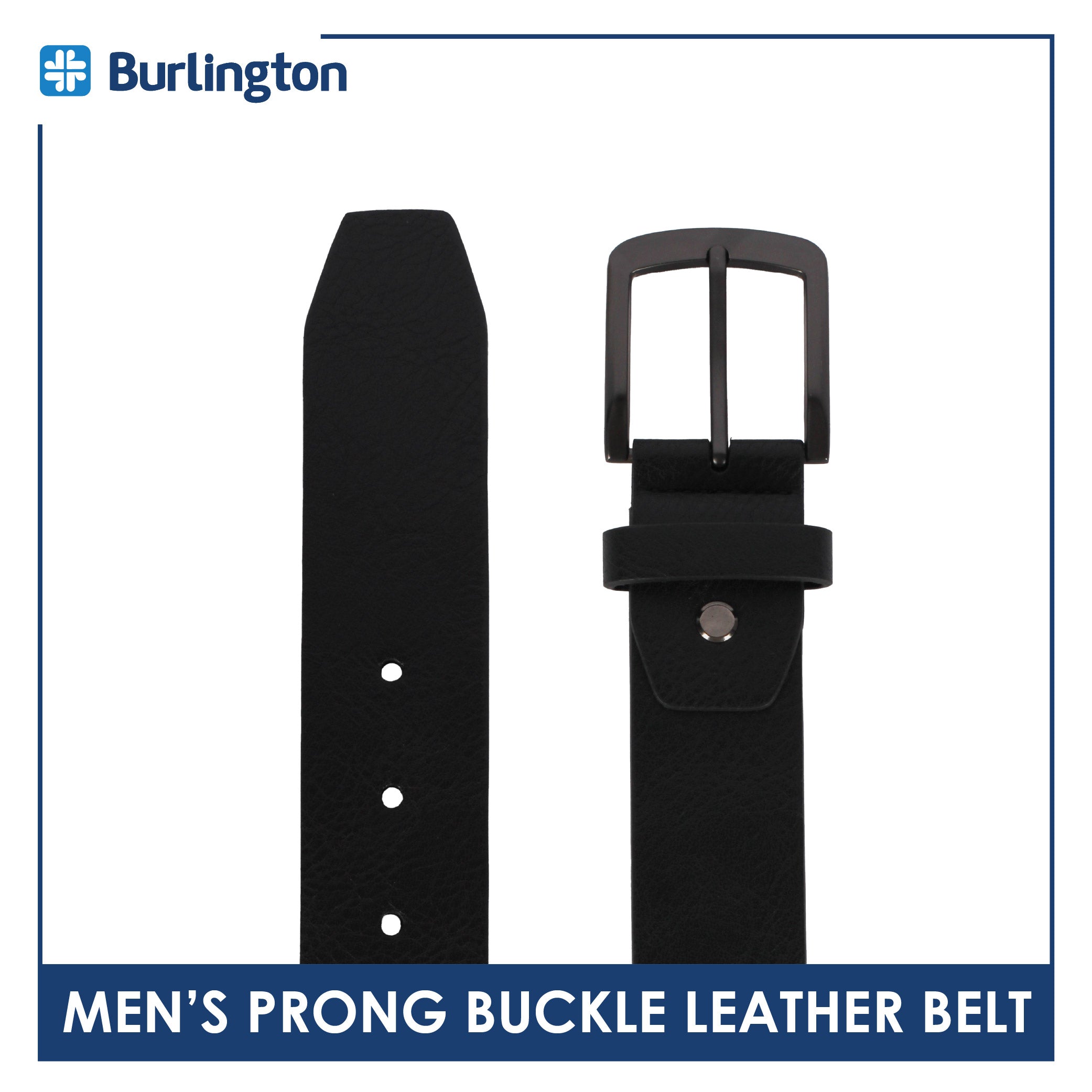 Burlington Men's Prong Buckle Genuine Leather Belt 1 piece JMLP612