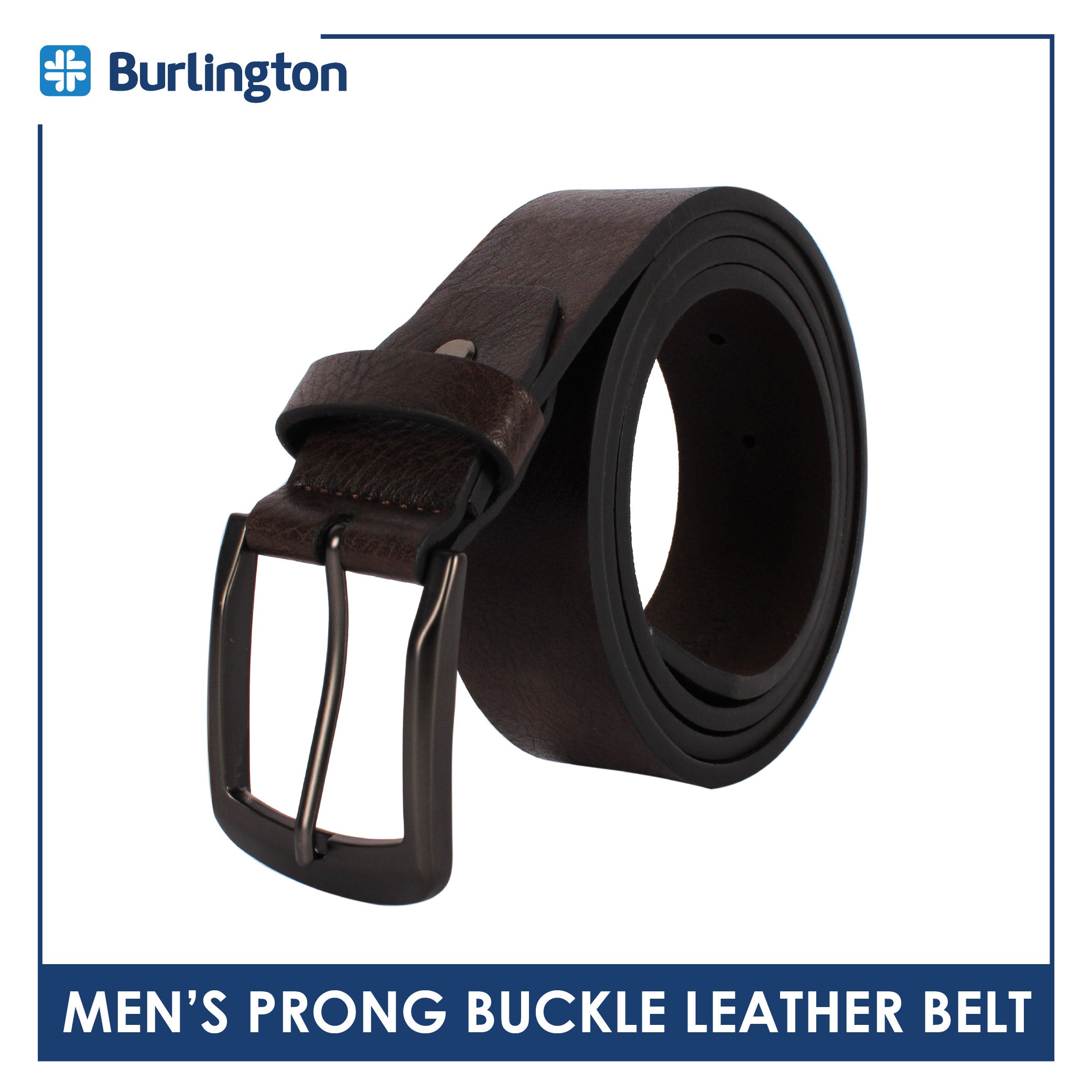 Burlington Men's Prong Buckle Genuine Leather Belt 1 piece JMLP612