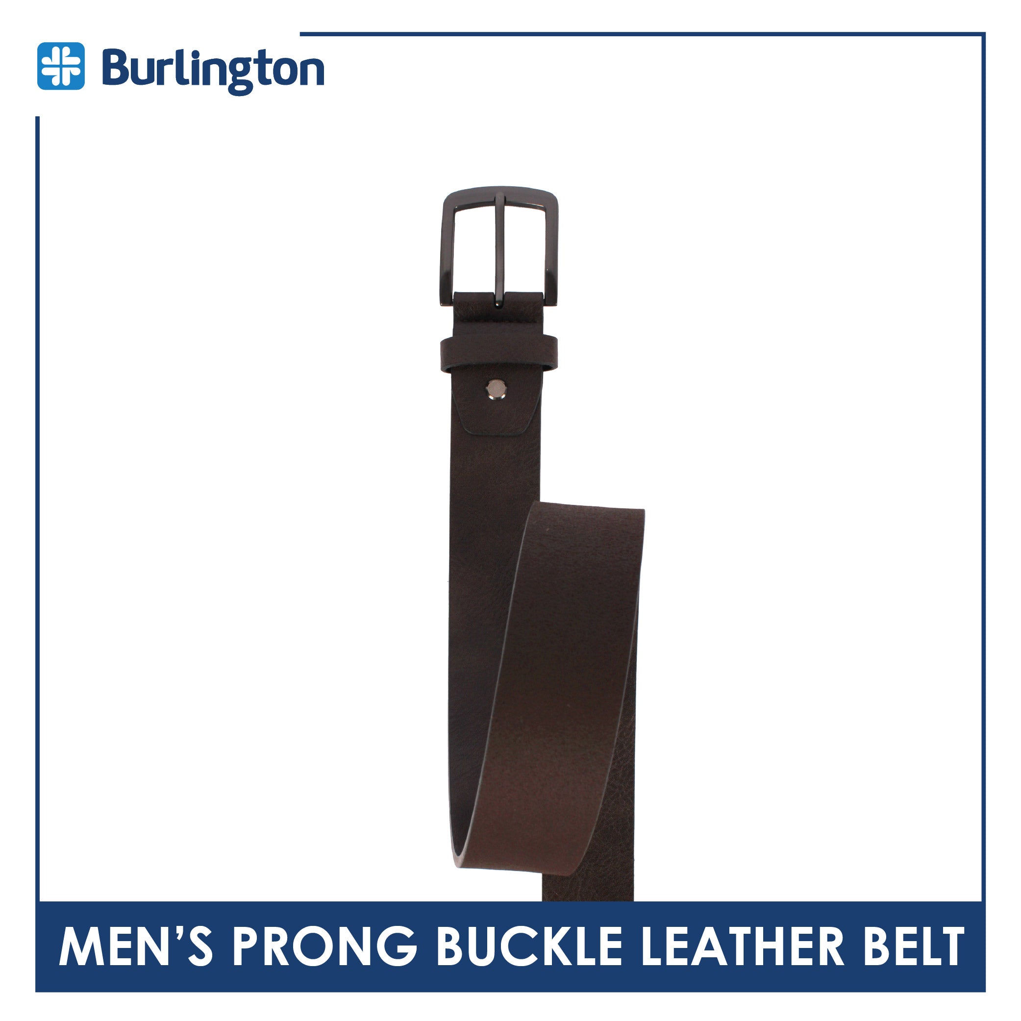 Burlington Men's Prong Buckle Genuine Leather Belt 1 piece JMLP612