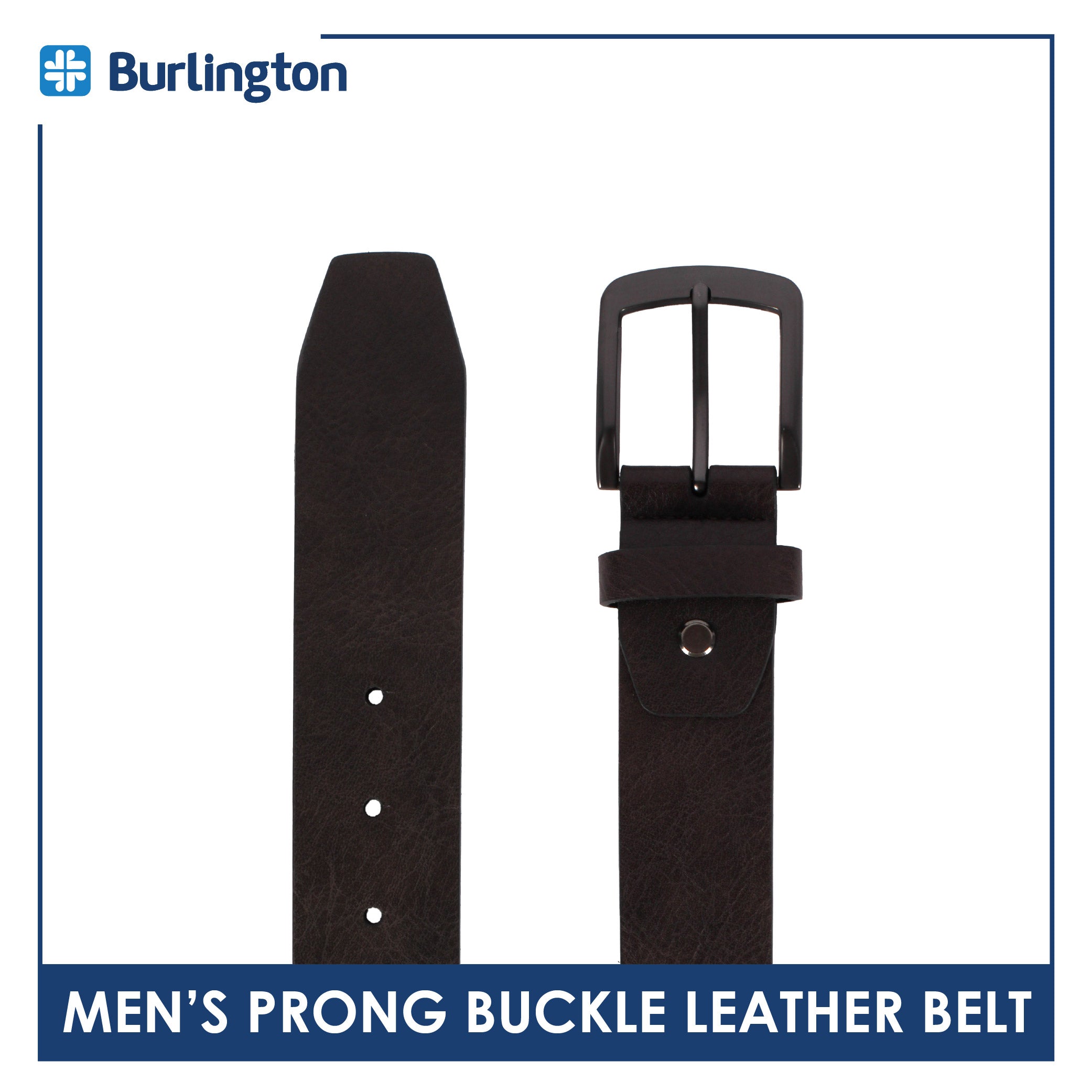 Burlington Men's Prong Buckle Genuine Leather Belt 1 piece JMLP612