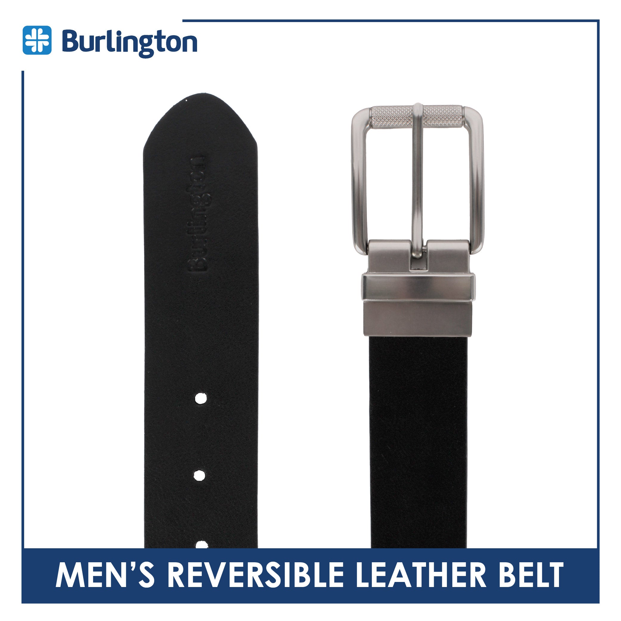 Burlington Men's Reversible Genuine Leather Belt 1 piece JMLR611