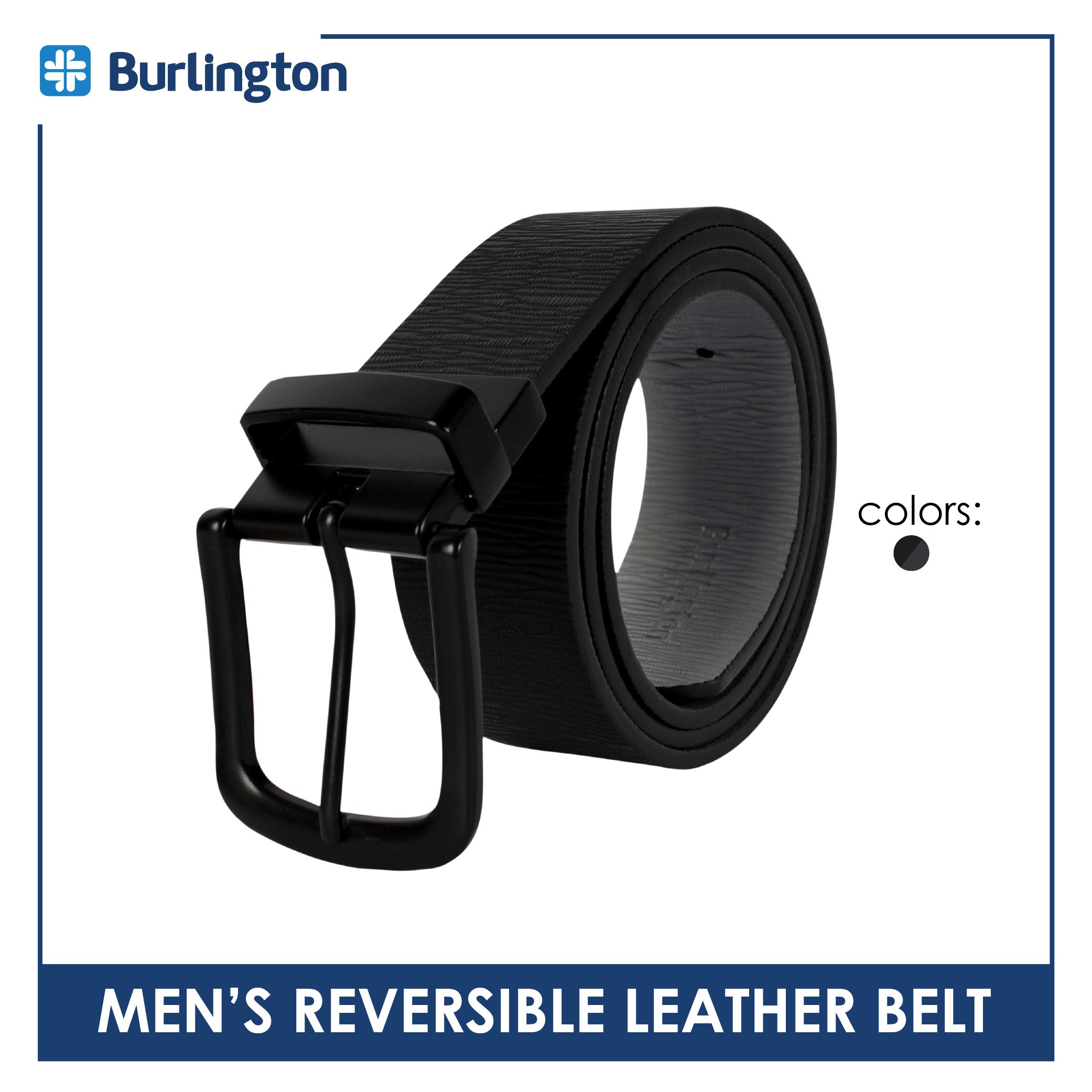 Burlington Men's Reversible Genuine Leather Belt 1 piece JMLR612