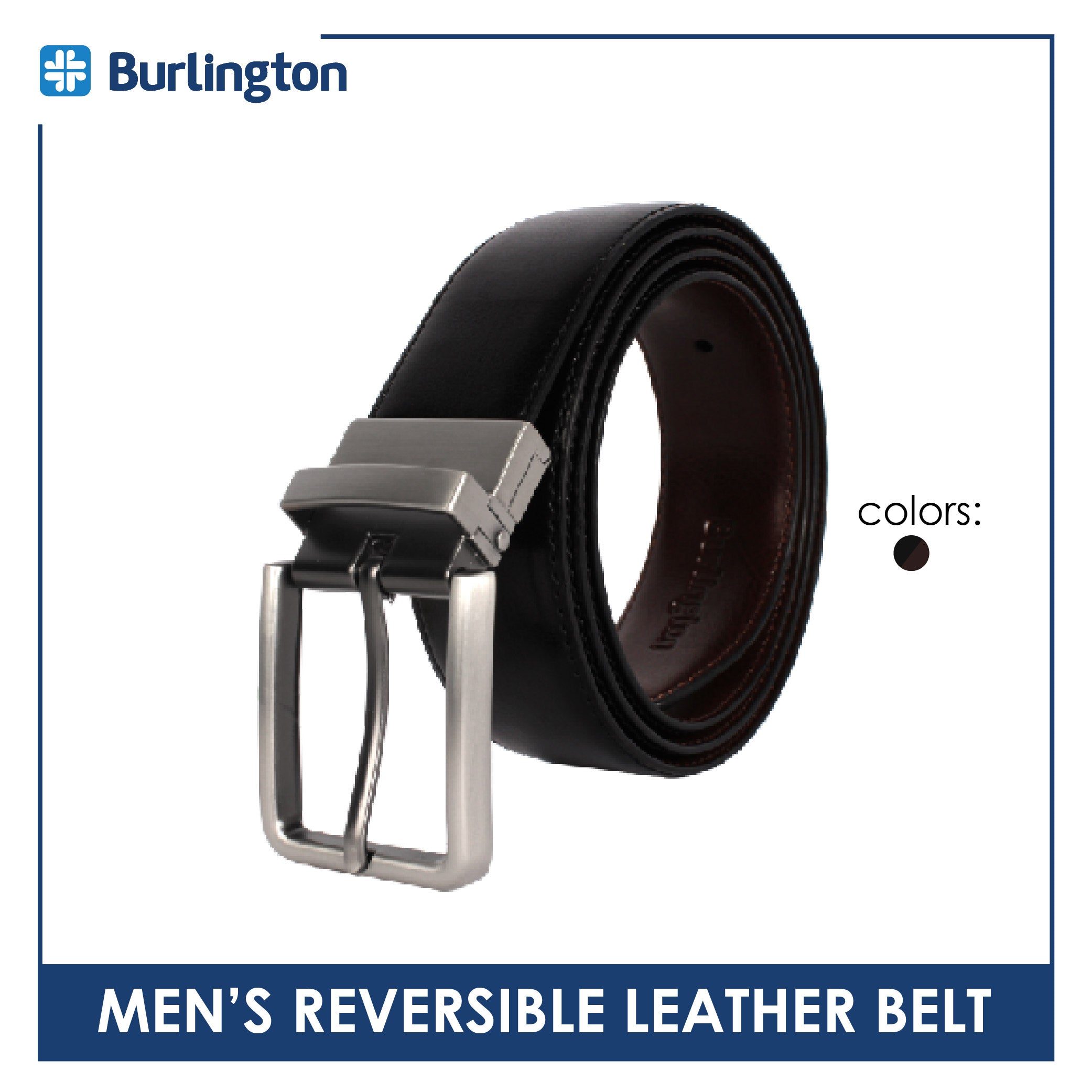 Burlington Men's Reversible Genuine Leather Belt 1 piece JMLR614