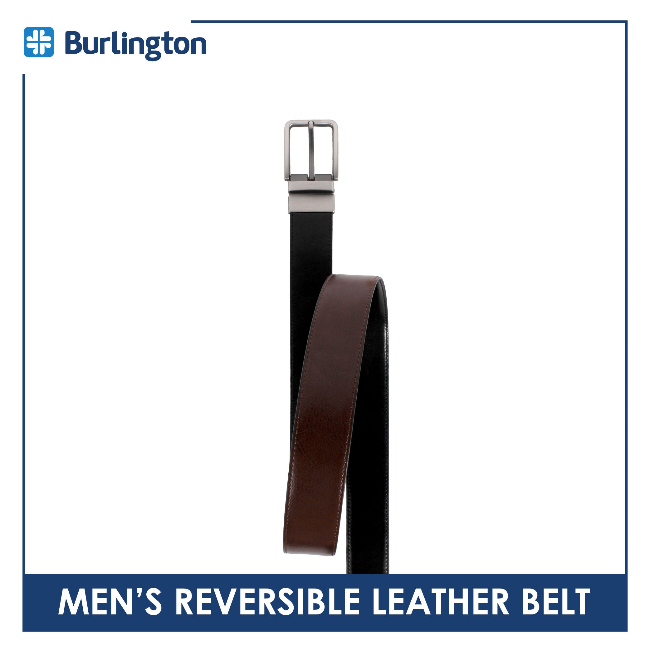 Burlington Men's Reversible Genuine Leather Belt 1 piece JMLR614