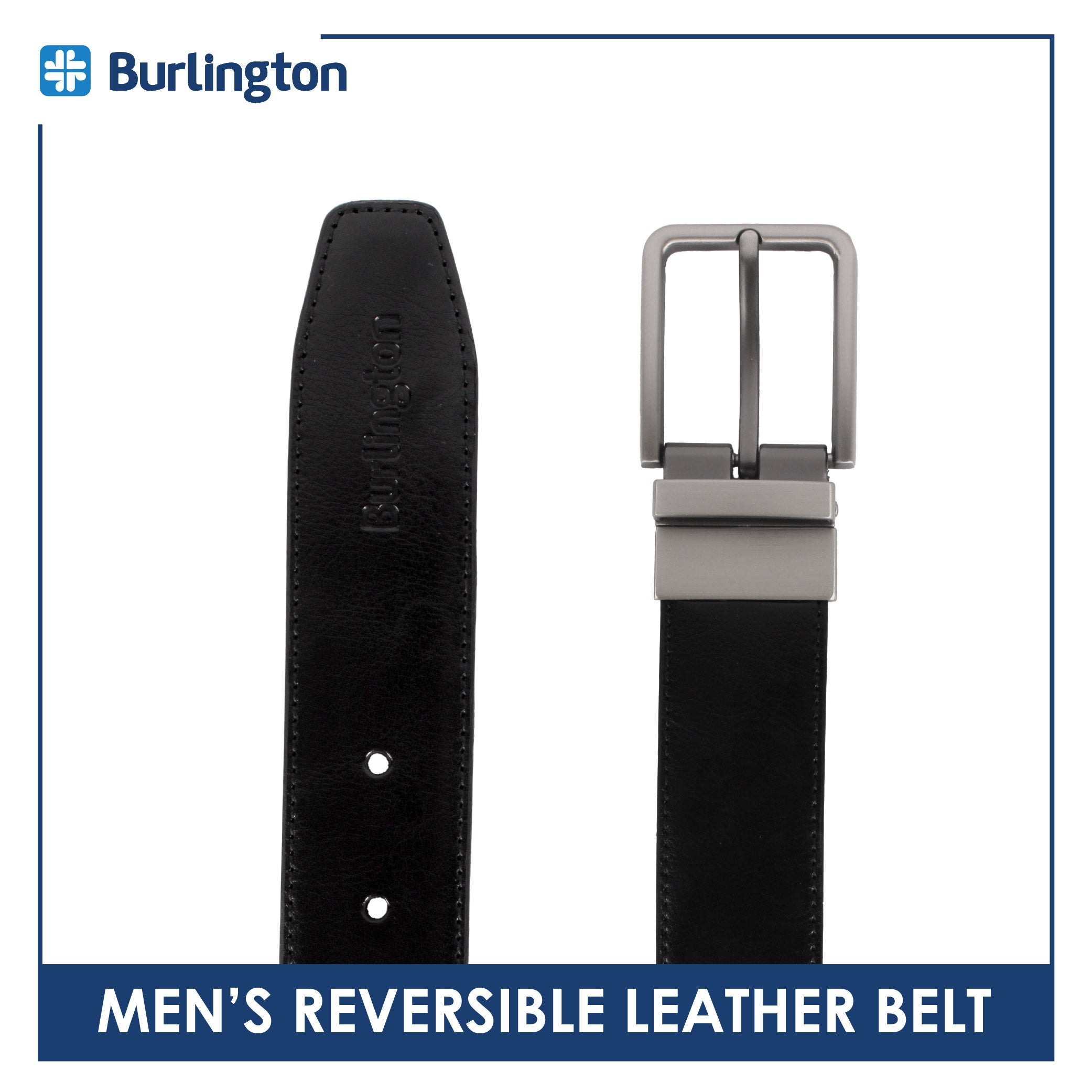 Burlington Men's Reversible Genuine Leather Belt 1 piece JMLR614