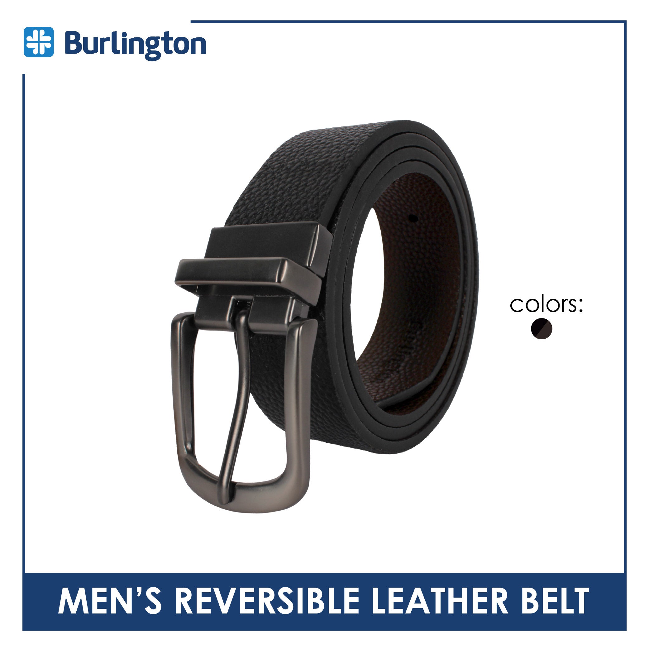 Burlington Men's Reversible Genuine Leather Belt 1 piece JMLR616