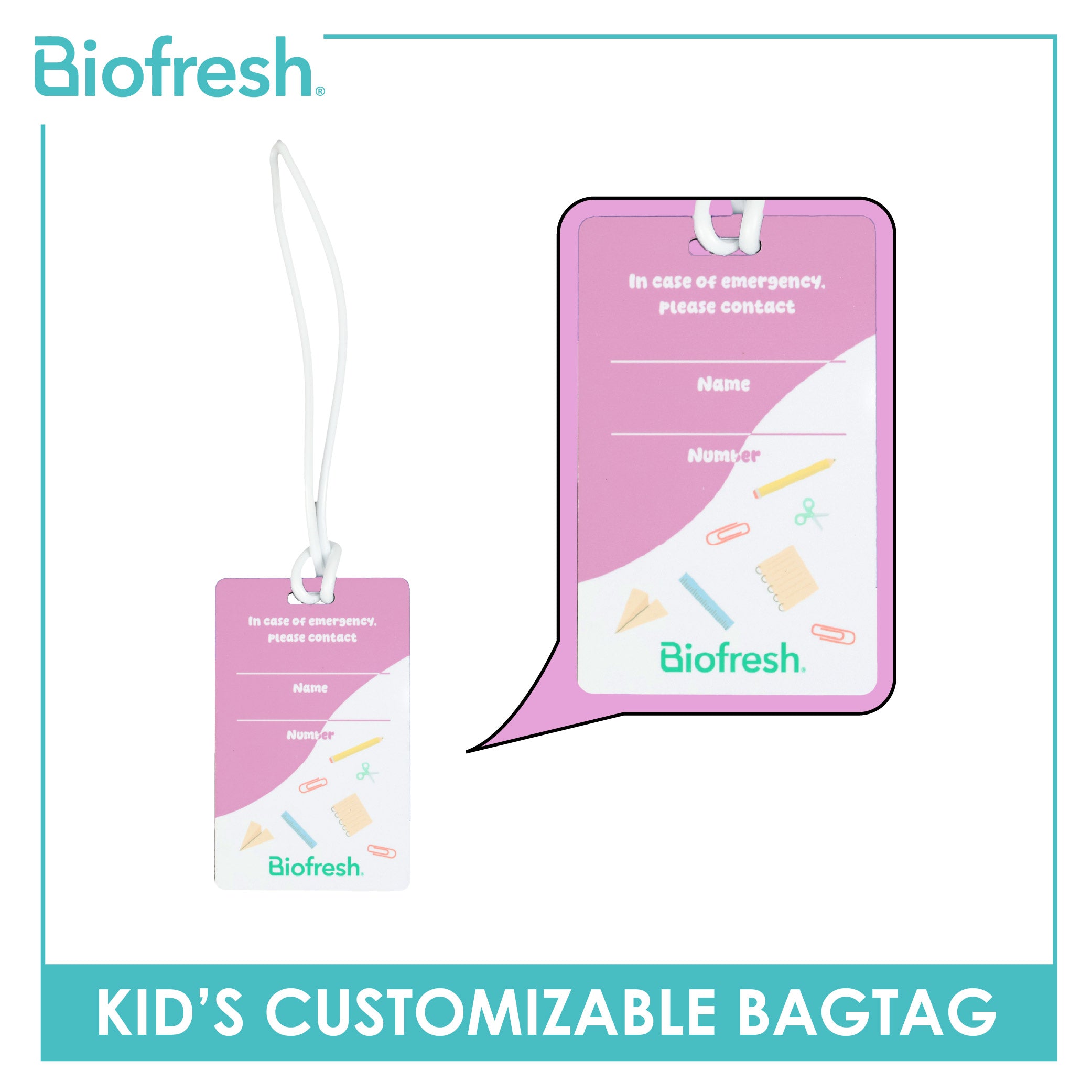 Biofresh Kid’s Customizable Bag Tag 1 piece BIOFREE