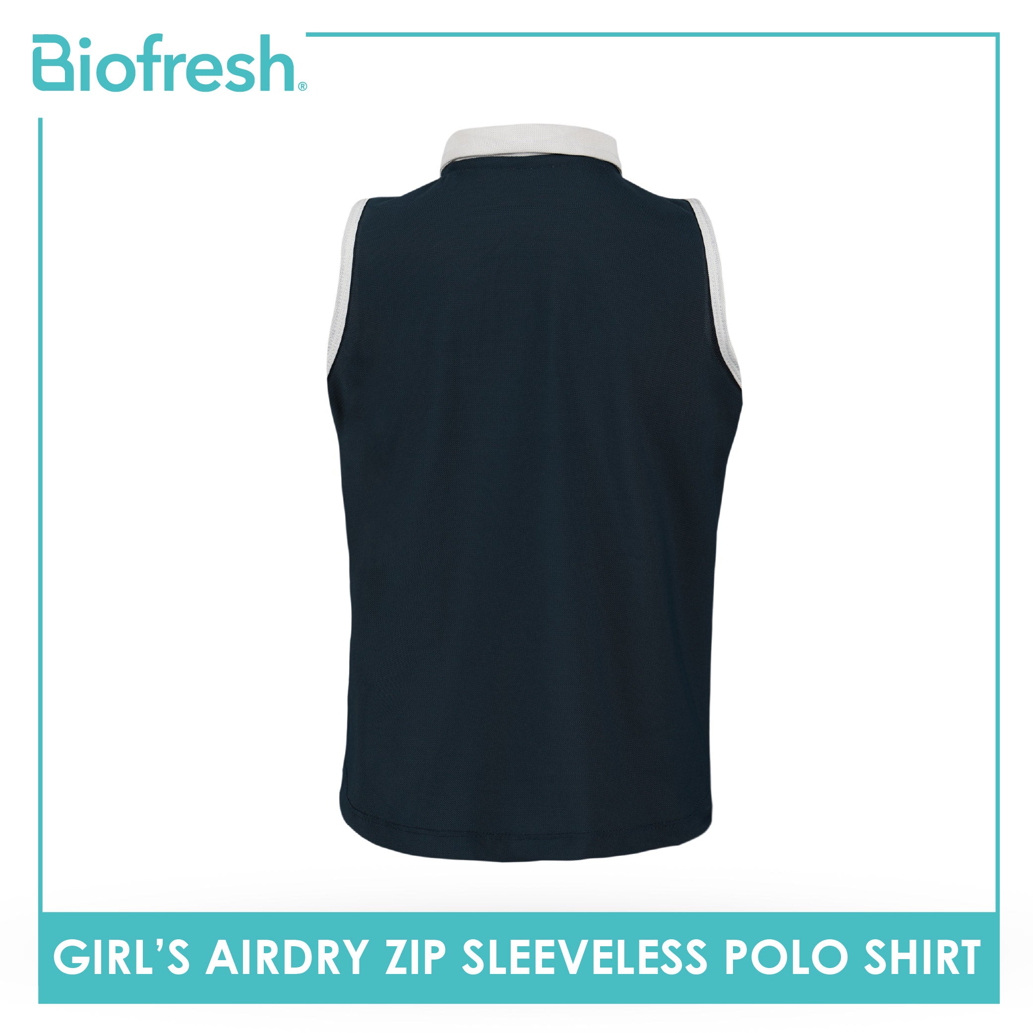 Biofresh Active Kids Girls AirDry Zip Sleeveless Polo Shirt 1 piece MUGSS611