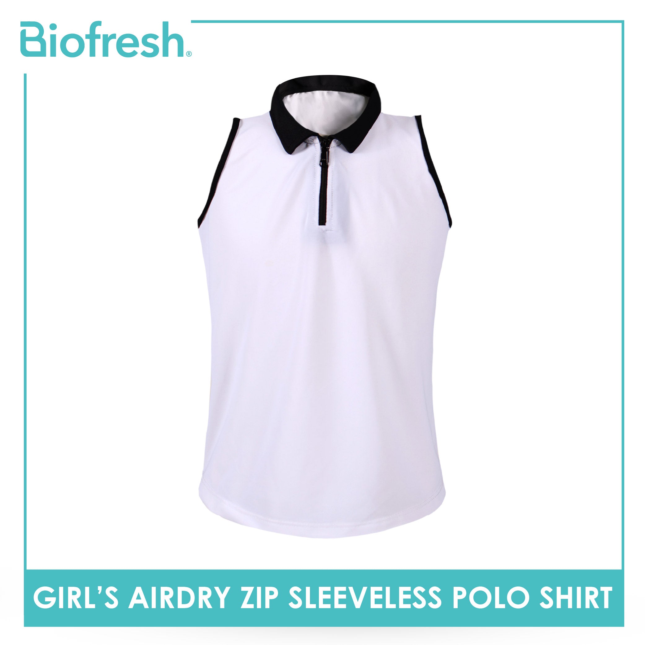 Biofresh Active Kids Girls AirDry Zip Sleeveless Polo Shirt 1 piece MUGSS611
