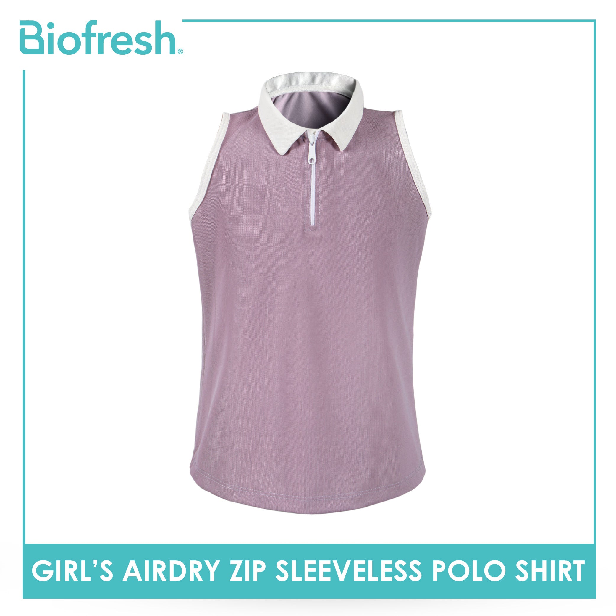 Biofresh Active Kids Girls AirDry Zip Sleeveless Polo Shirt 1 piece MUGSS611