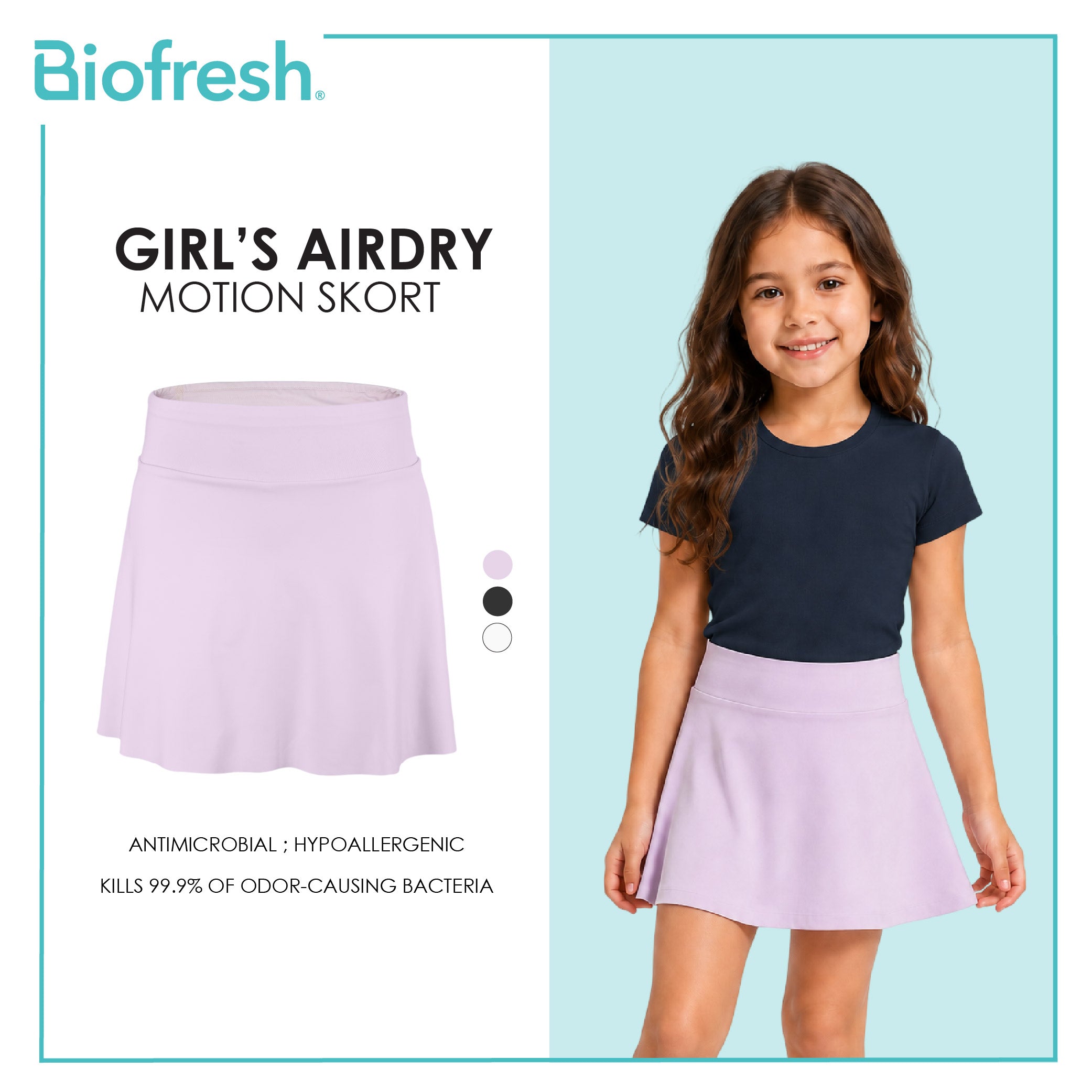 Biofresh Active Kids Girls AirDry Motion Skort 1 piece MUGSK611