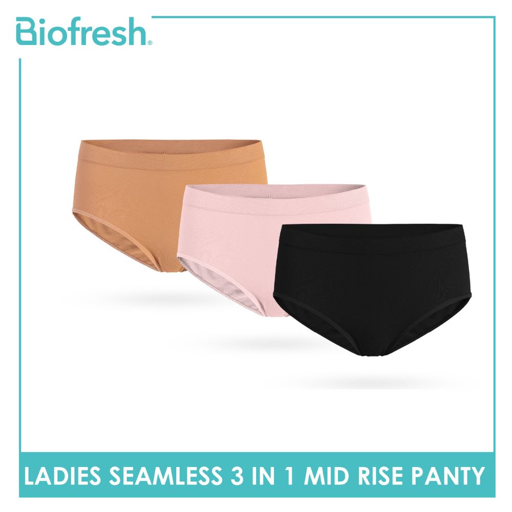 Biofresh Ladies' Antimicrobial Seamless Mid Rise Panty 3 pieces in a pack ULPSG621