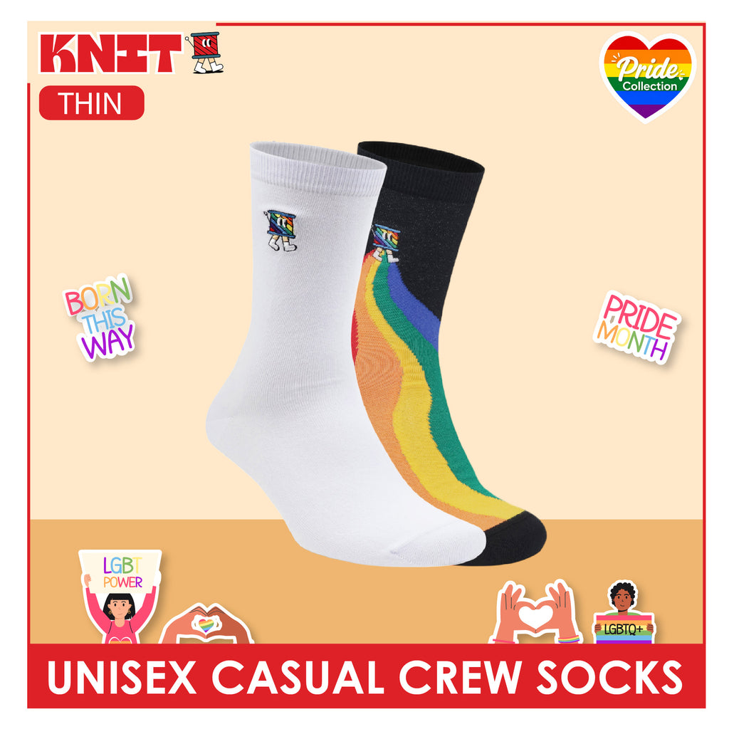 Knit | Pride Month Unisex Cotton Embroidered Thin Casual Crew Socks 1 pair KMCE621