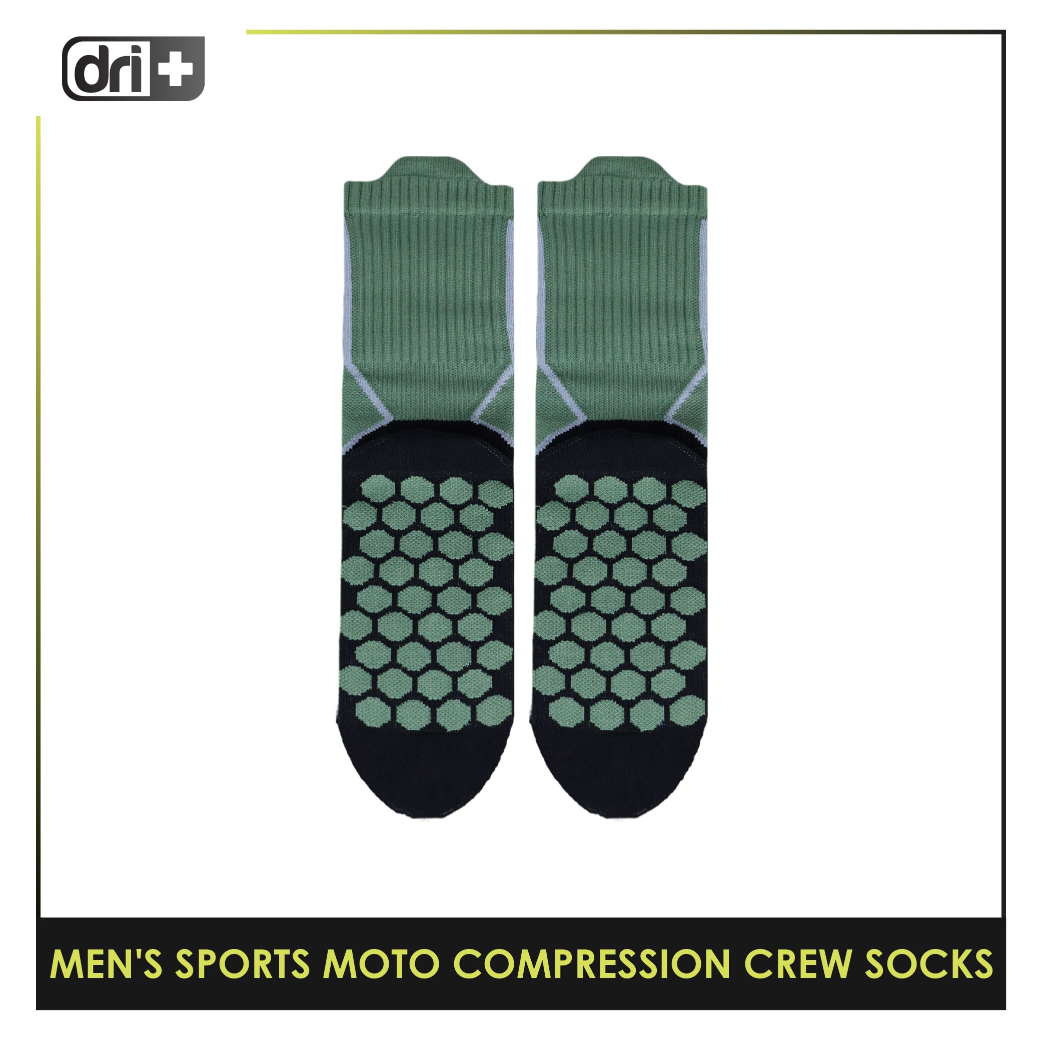 Dri plus Men’s Sports Moto Compression Crew Socks 1 pair DMS632