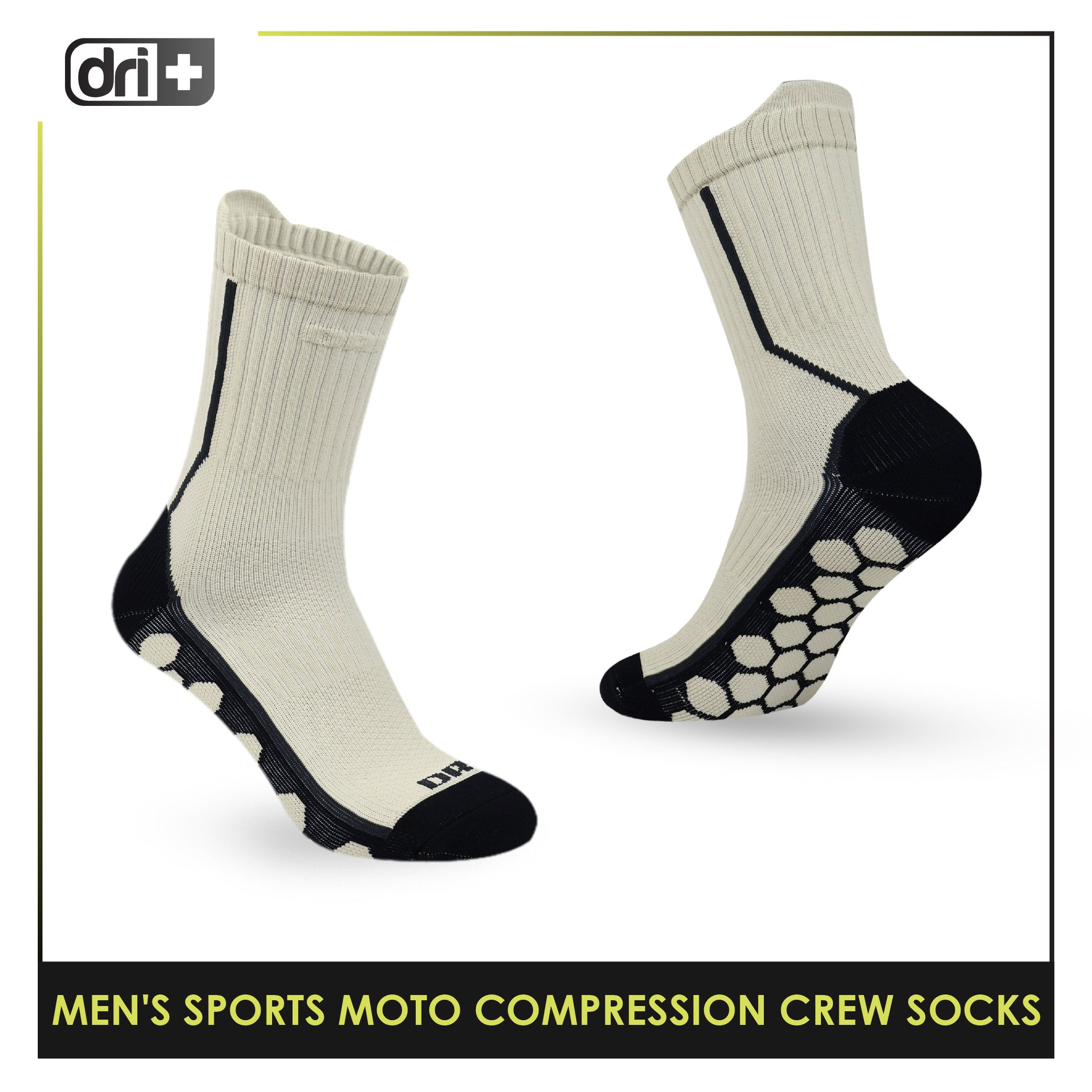 Dri plus Men’s Sports Moto Compression Crew Socks 1 pair DMS632