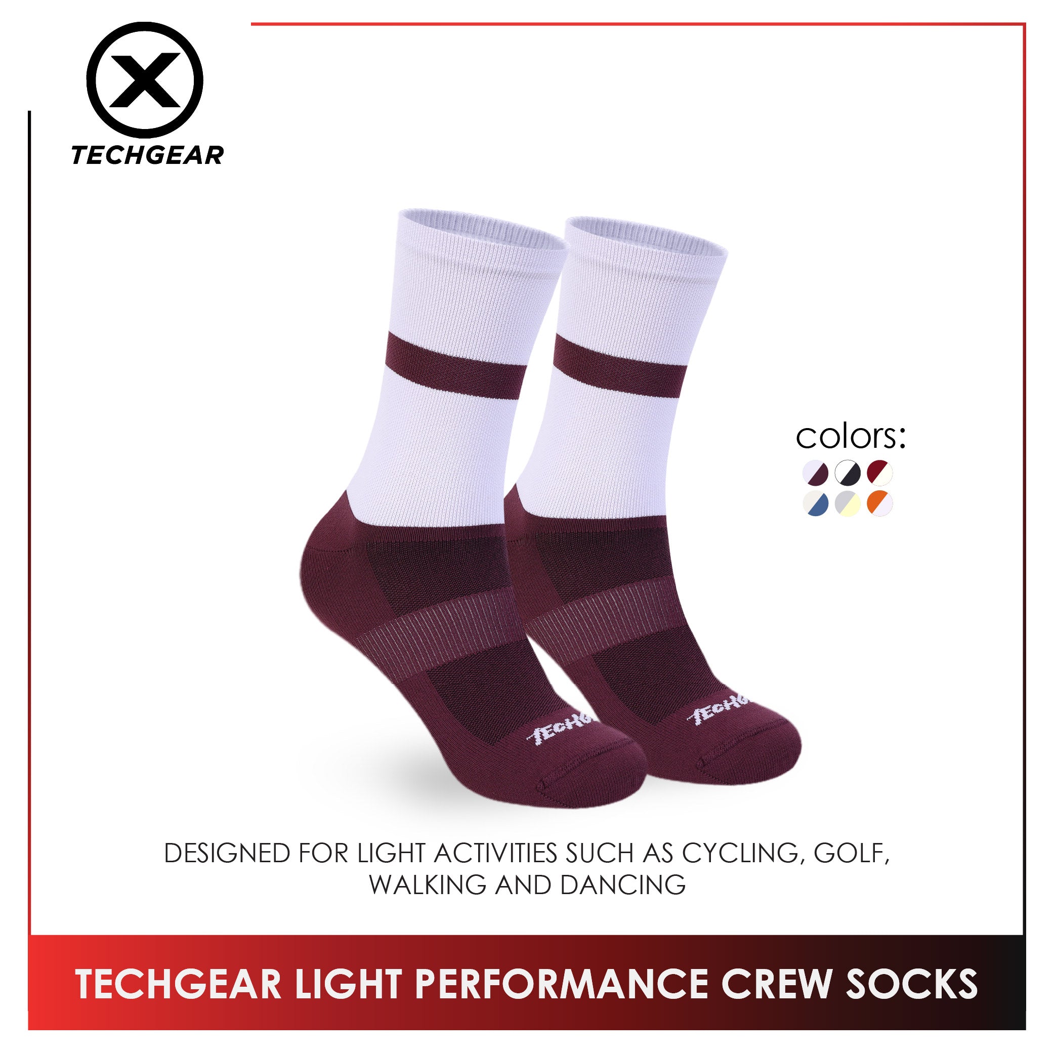 Burlington Men’s Techgear Light Performance Crew Socks 1 pair TGML611