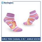 Burlington Girl's Cotton Thin Casual Ankle Socks 3 pairs in 1 pack BGCG612