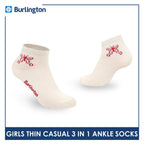 Burlington Girl's Cotton Thin Casual Ankle Socks 3 pairs in 1 pack BGCG612