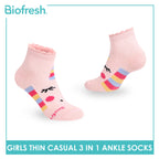 Biofresh Girl's Cotton Thin Casual Ankle Socks 3 pairs in 1 pack RGCG611