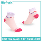Biofresh Girl's Cotton Thin Casual Ankle Socks 3 pairs in 1 pack RGCG611