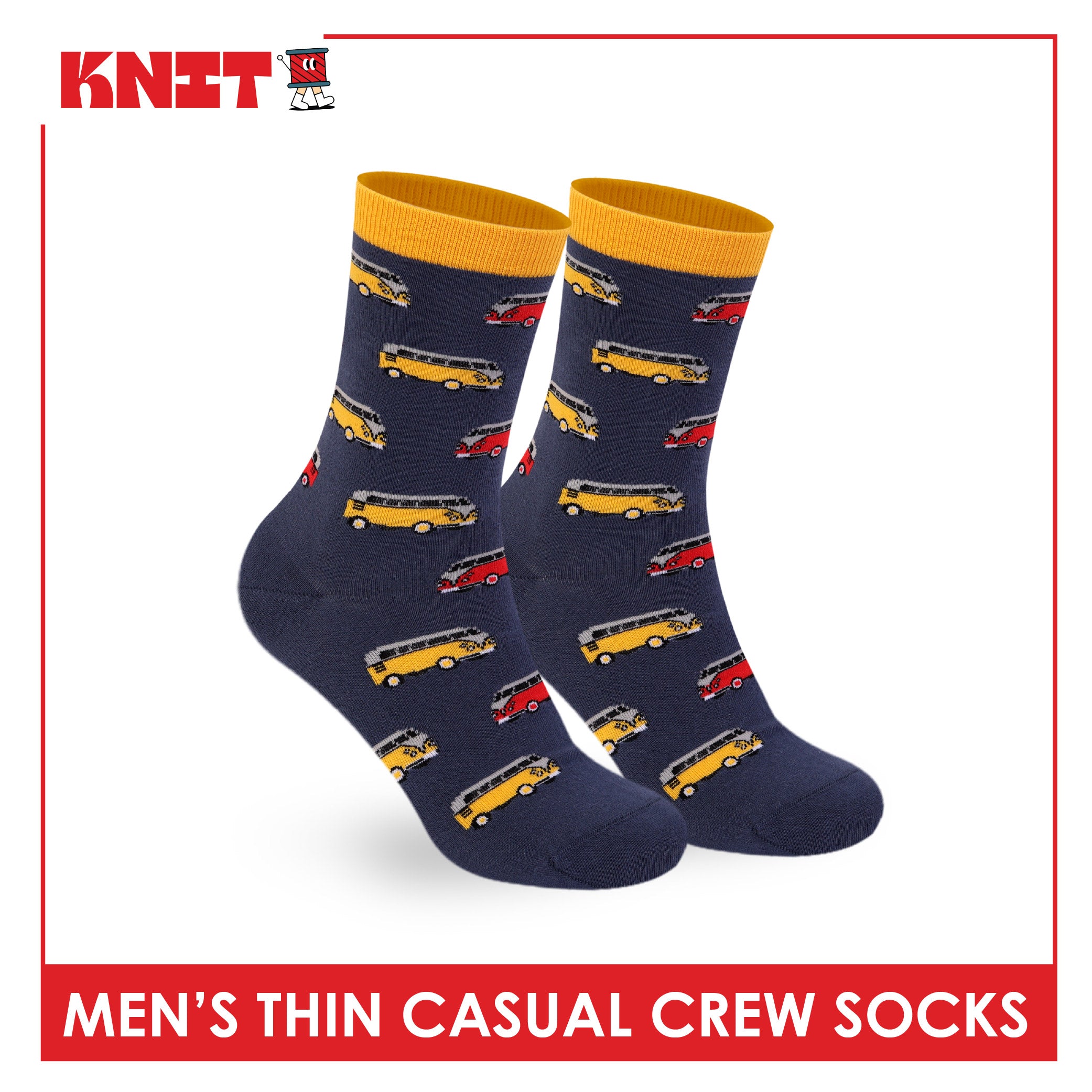 Knit Men's Cotton Thin Casual Crew Socks 1 pair KMC611
