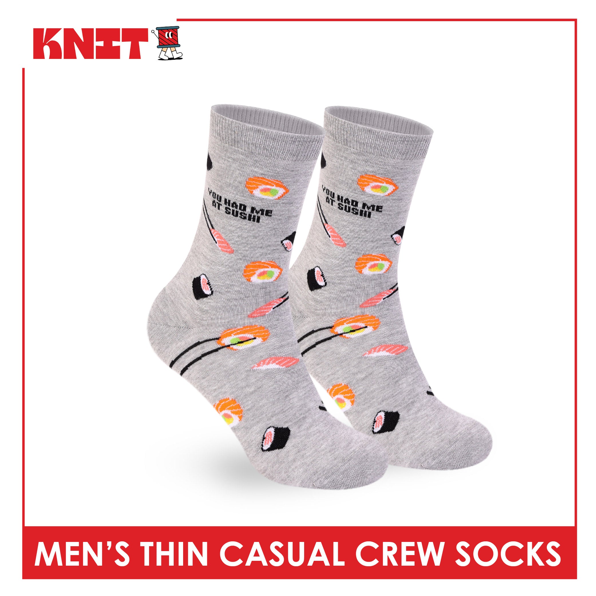 Knit Men's Cotton Thin Casual Crew Socks 1 pair KMC611