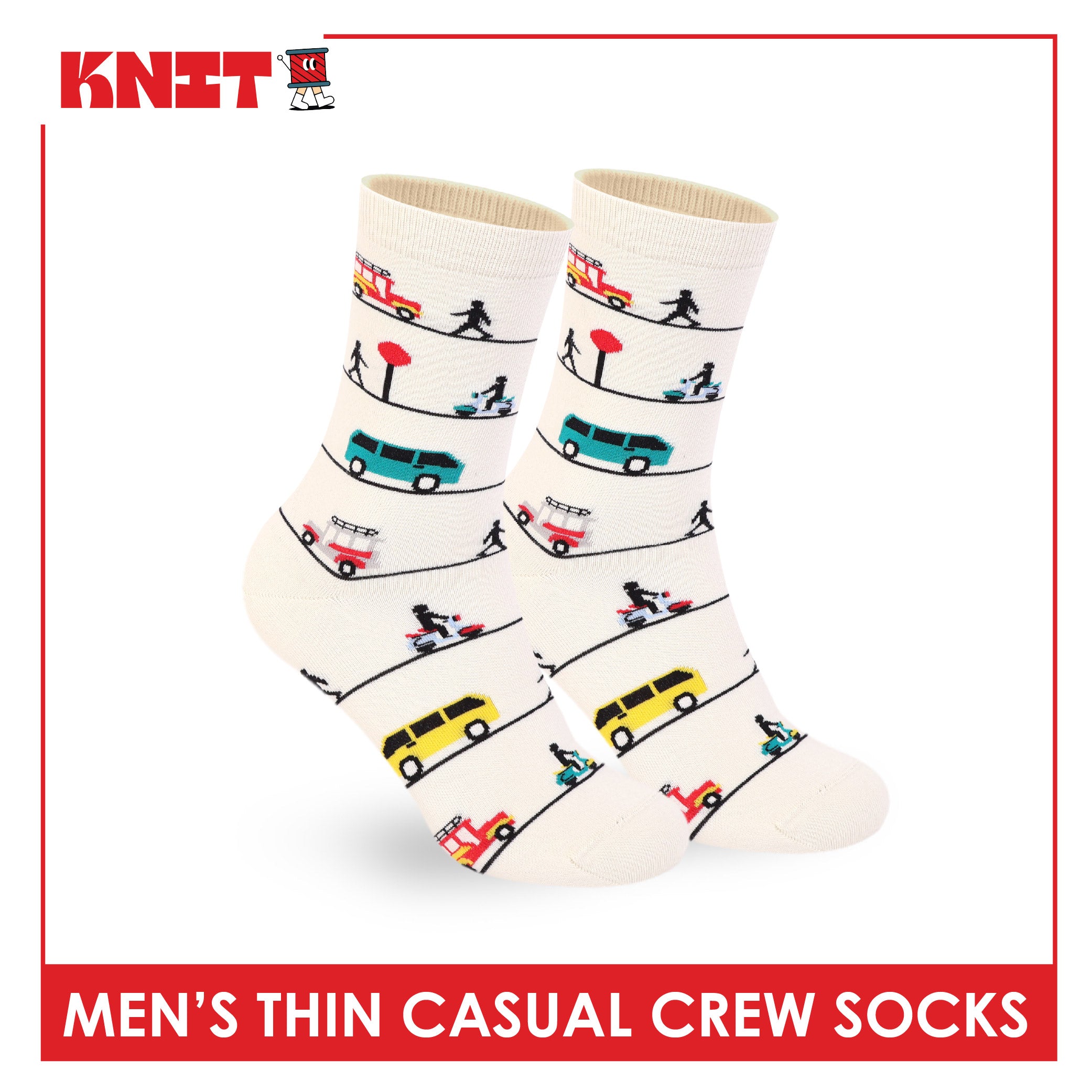 Knit Men's Cotton Thin Casual Crew Socks 1 pair KMC611