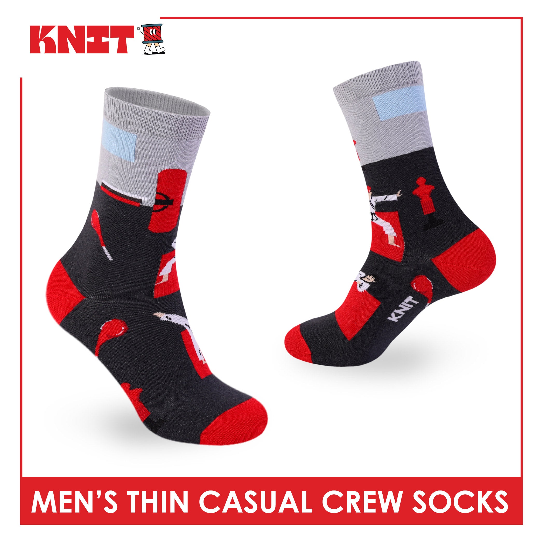 Knit Men's Cotton Thin Casual Crew Socks 1 pair KMC611