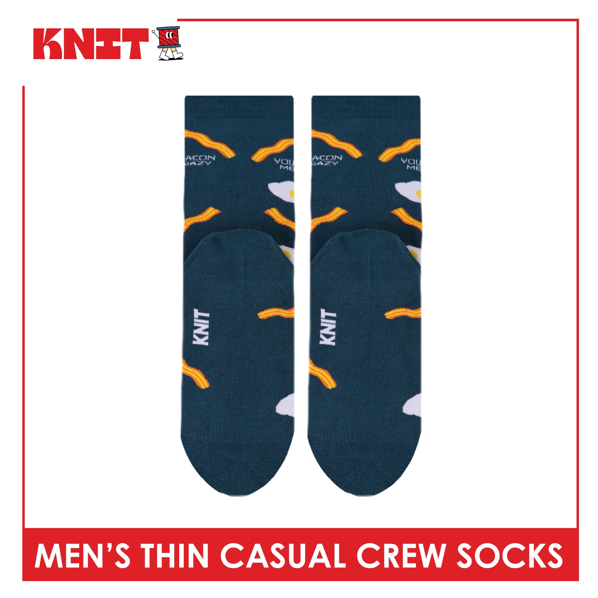 Knit Men's Cotton Thin Casual Crew Socks 1 pair KMC611