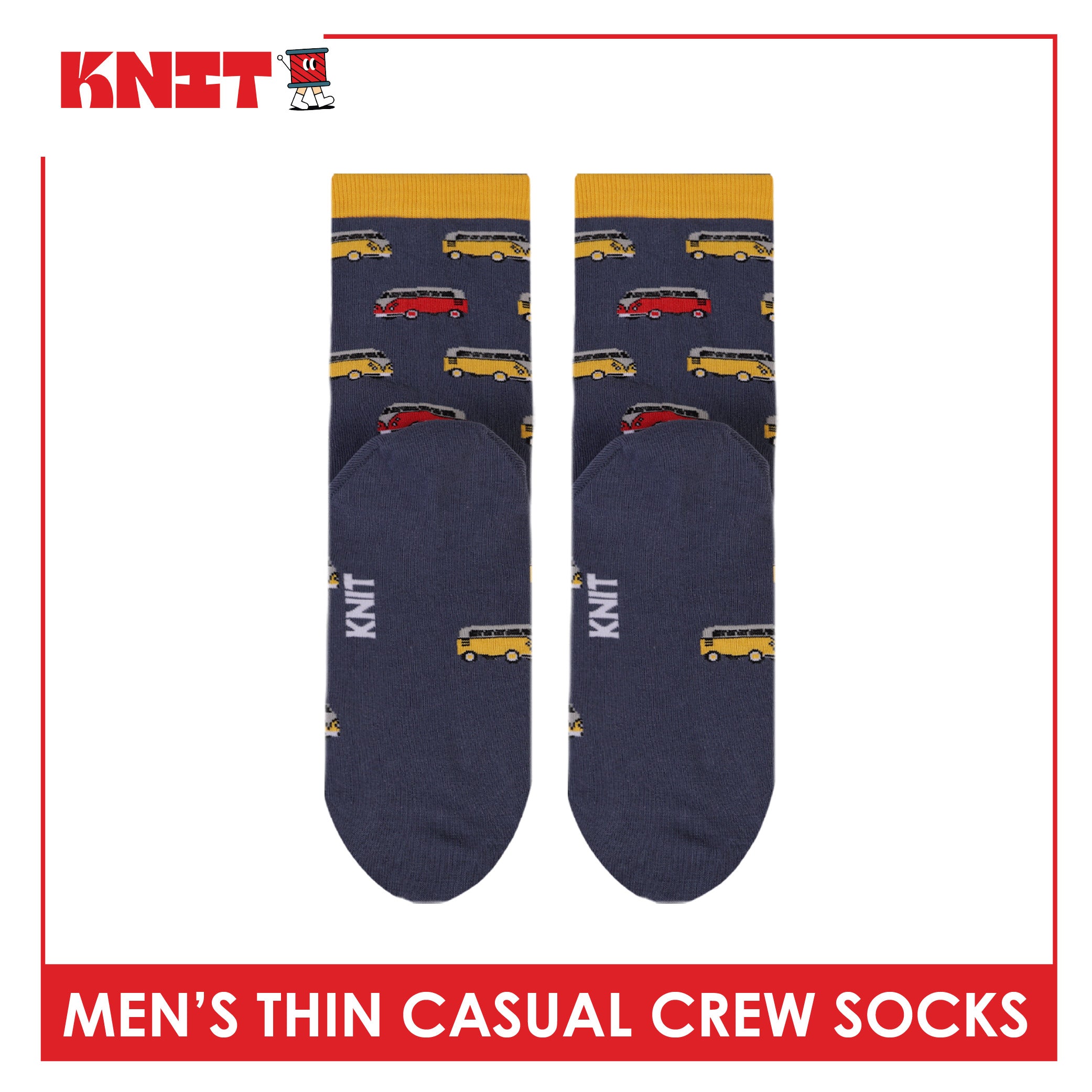 Knit Men's Cotton Thin Casual Crew Socks 1 pair KMC611