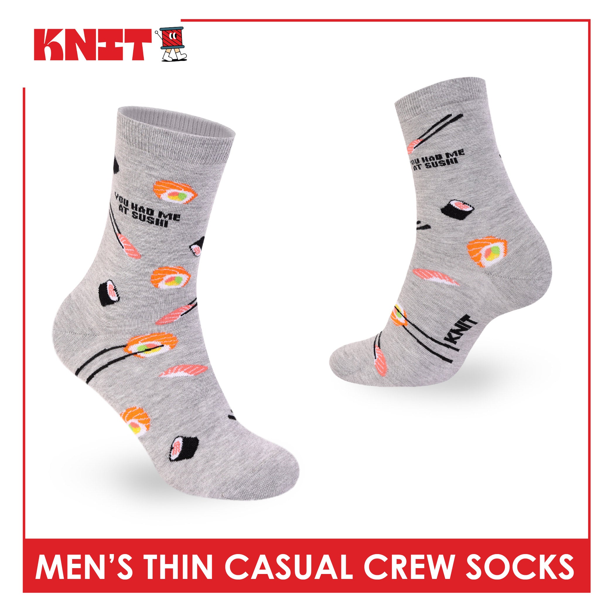 Knit Men's Cotton Thin Casual Crew Socks 1 pair KMC611