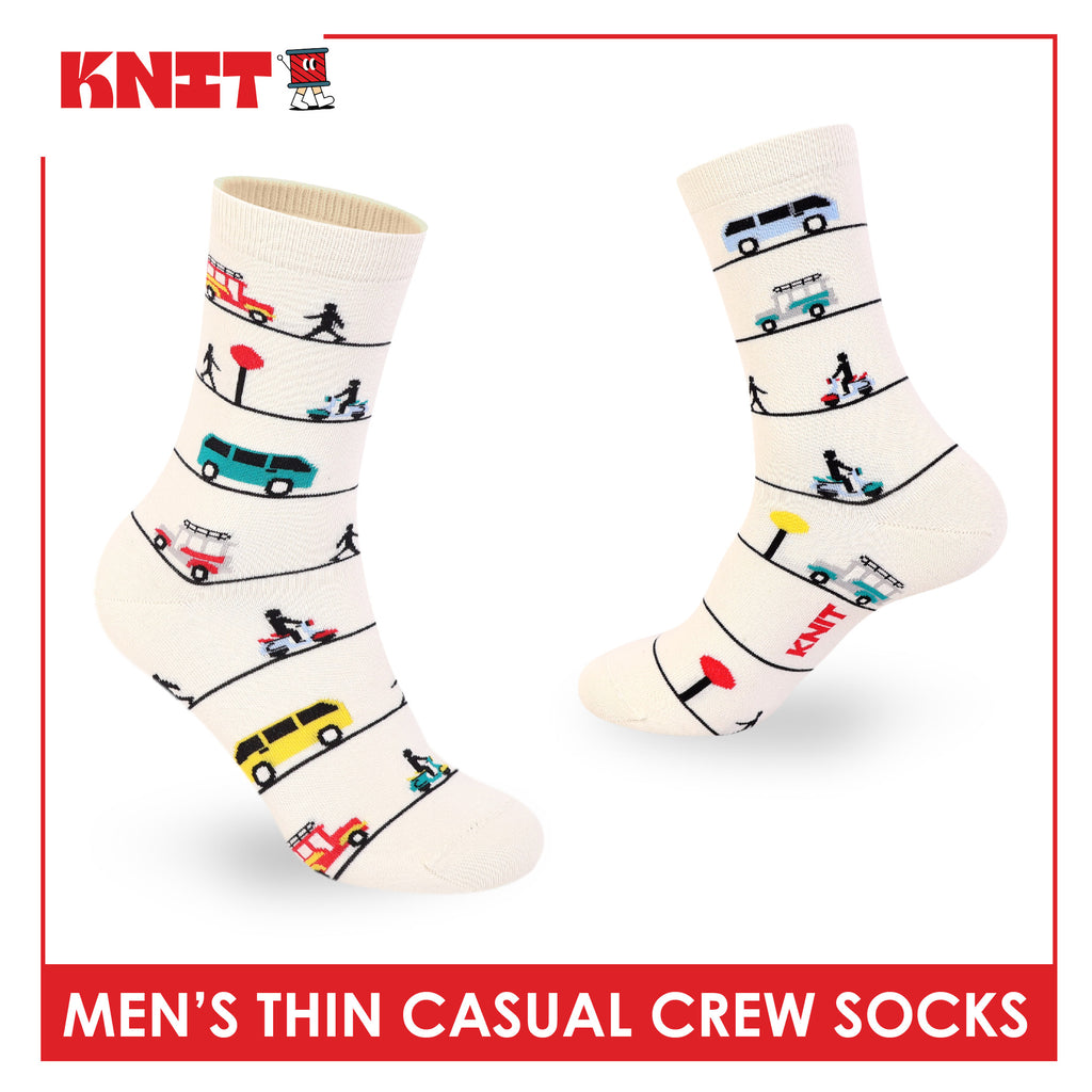 Knit Men's Cotton Thin Casual Crew Socks 1 pair KMC611