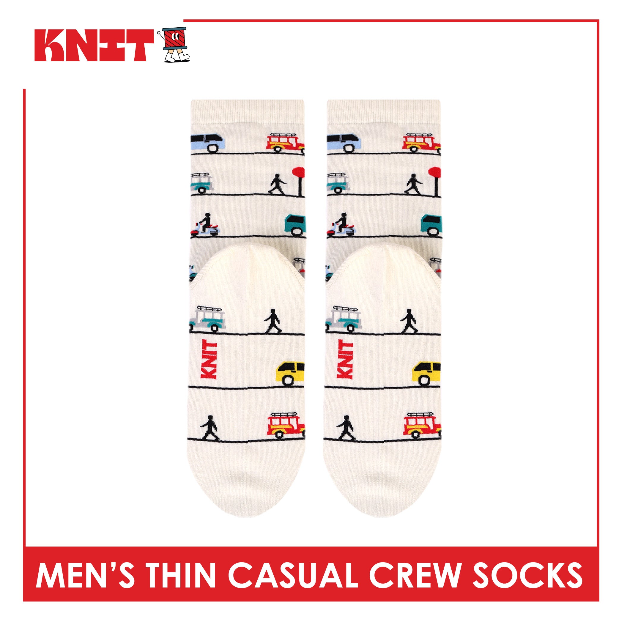 Knit Men's Cotton Thin Casual Crew Socks 1 pair KMC611