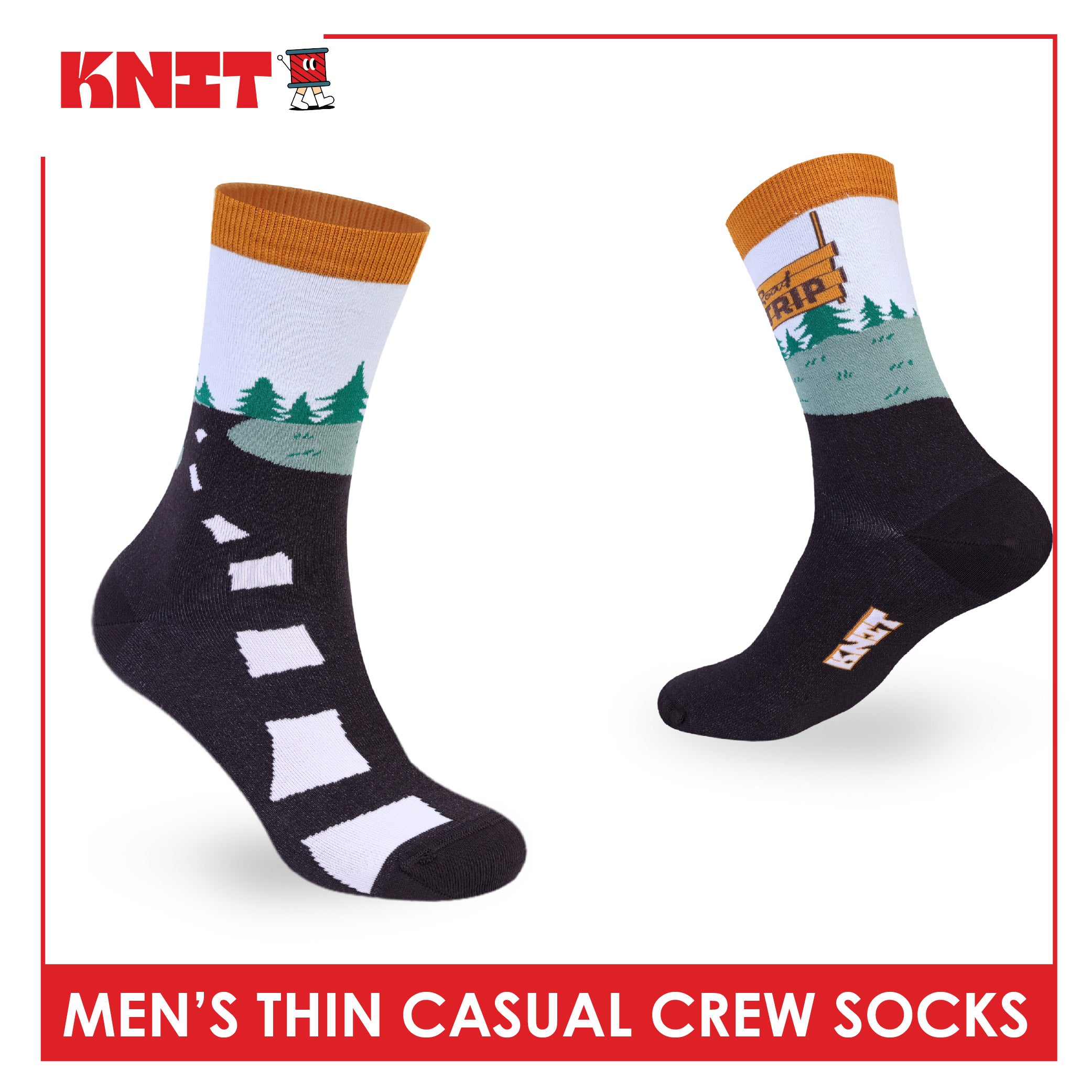 Knit Men's Cotton Thin Casual Crew Socks 1 pair KMC611