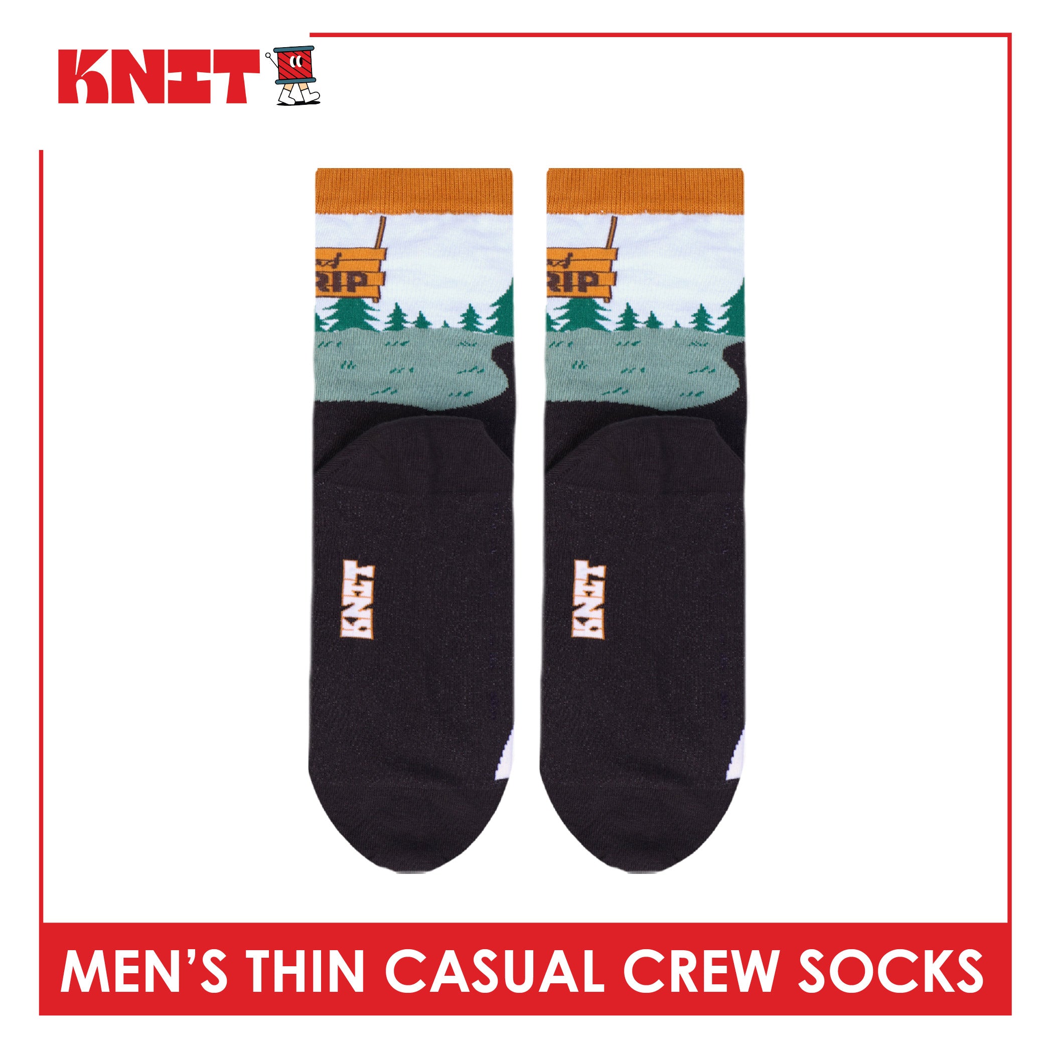Knit Men's Cotton Thin Casual Crew Socks 1 pair KMC611