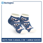 Burlington Boys’ Cotton Thin Casual Ankle Socks 3 pairs in 1 pack BBCG614