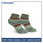 Burlington Boys’ Cotton Thin Casual Ankle Socks 3 pairs in 1 pack BBCG614